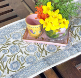 Green Jaal Hand Block Printed Jute Table Runner
